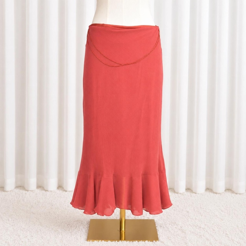 Y2K Picotazos coral midi skirt